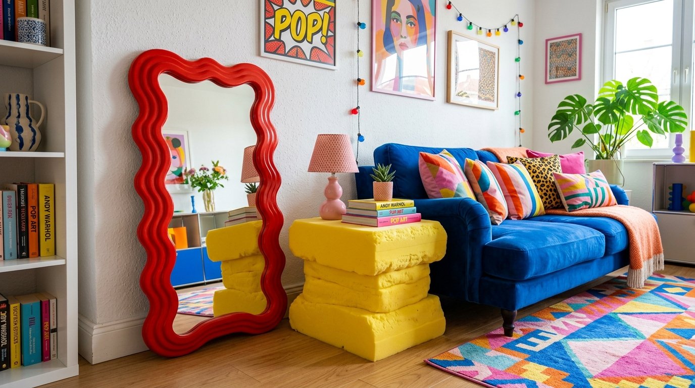 Living Room Yellow Table Red