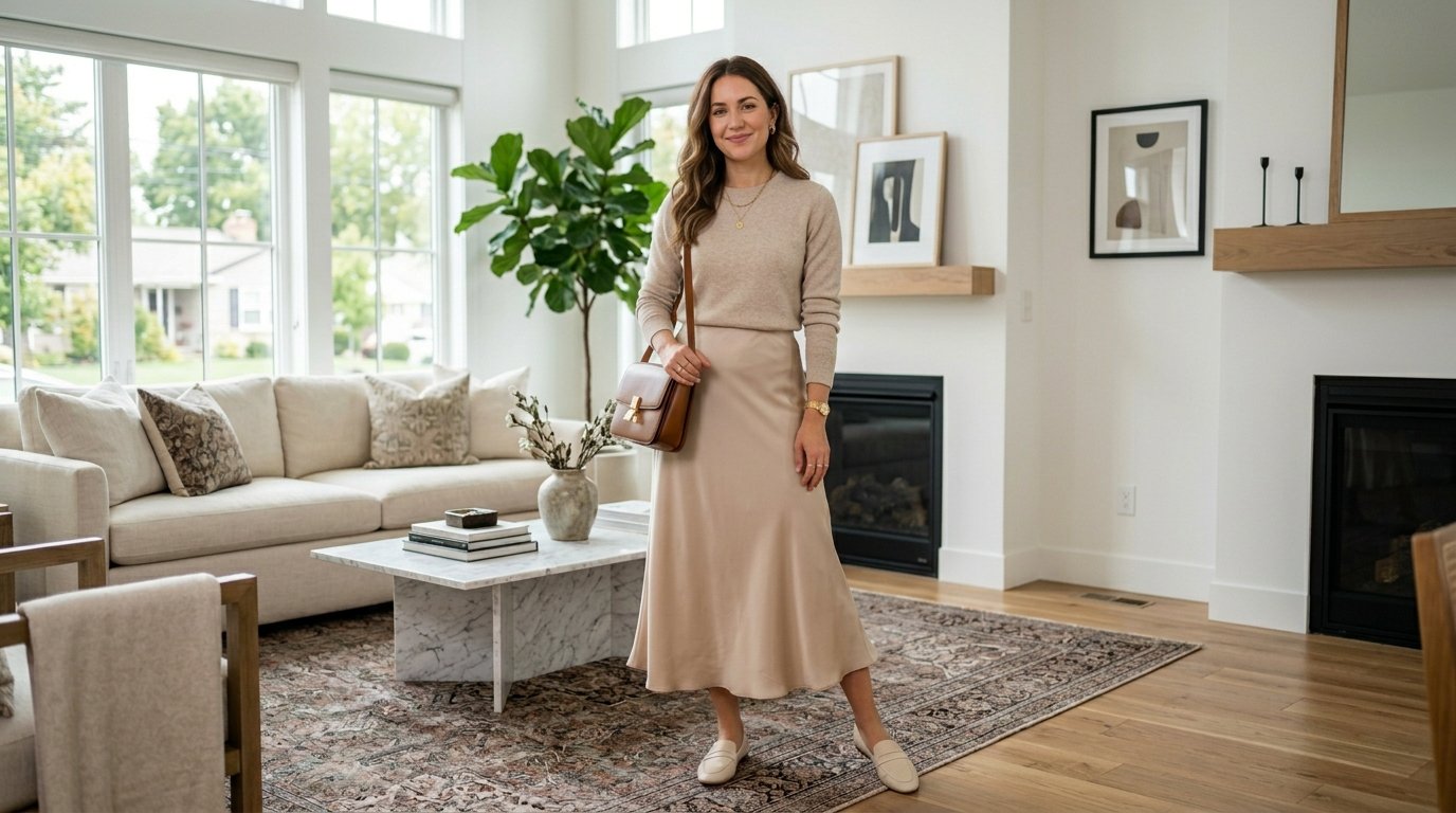 Midi Skirt Worn With Sweater